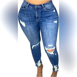 Distressed Blue Jeans